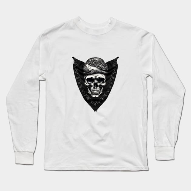 Bandanna Skull Long Sleeve T-Shirt by Console Prints